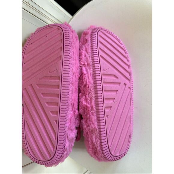 Nike Women's Calm SE Fuzzy Fur Cozy Slip On Slides Mules Playful Pink Size 5 - Picture 13 of 15